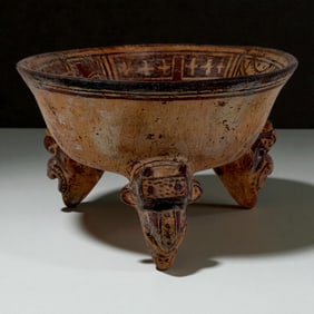 Pre-Columbian Mayan Style Tripod Bowl