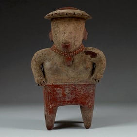 Pre-Columbian Terrcaotta Red Painted Standing Figure