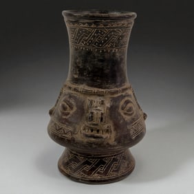 Pre-Columbian Incised Face Vessel