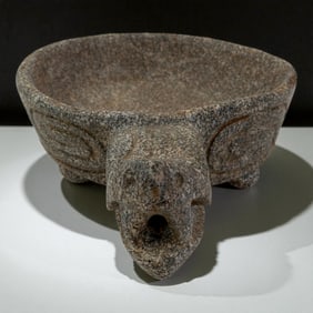Pre-Columbian Stone Bowl with Animal Spout