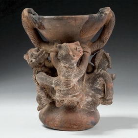 Pre-Columbian Tripod Ritual Vessel with Figures