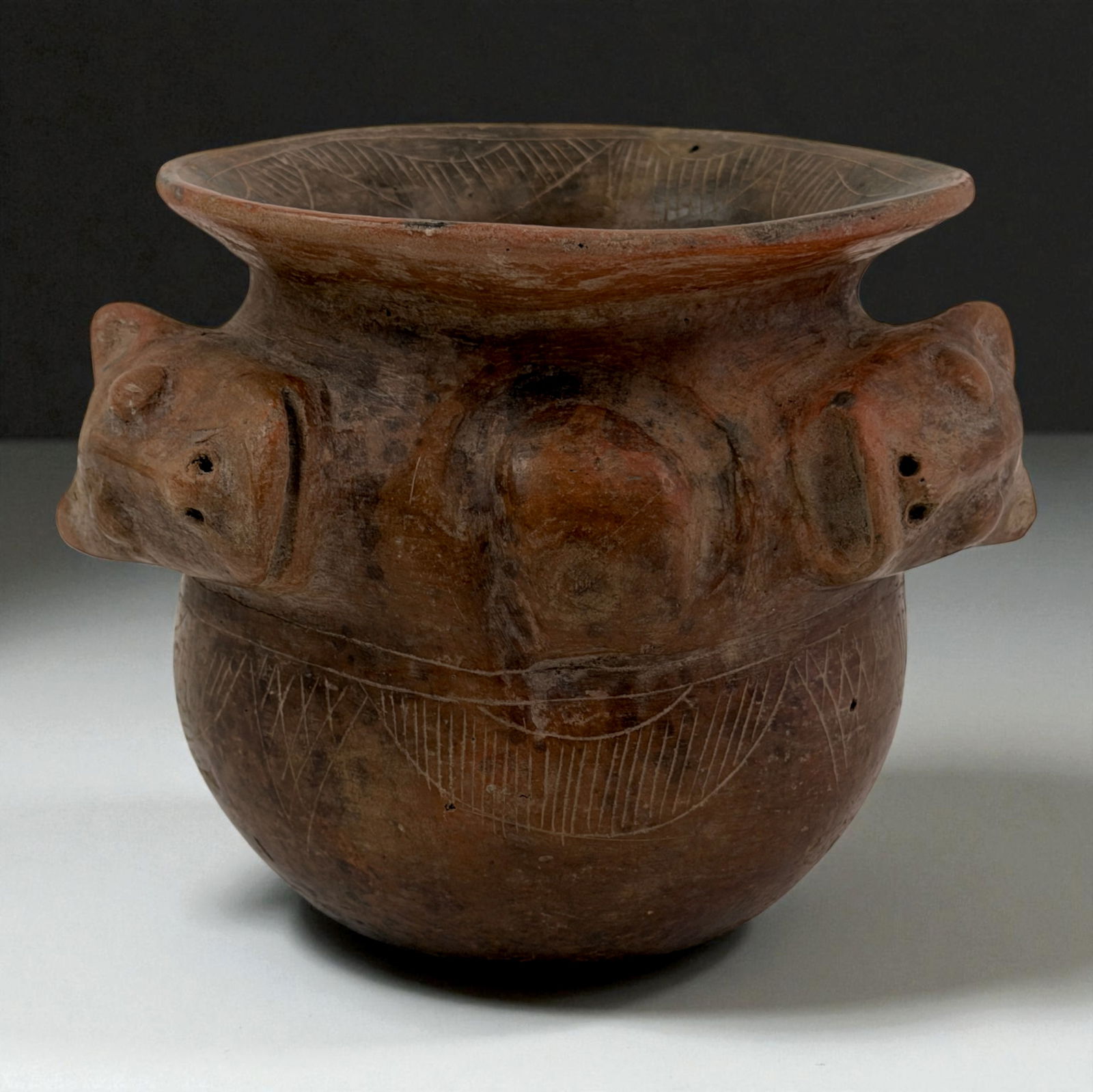 Pre-Columbian Mayan Style Tripod Vessel with Animal Heads (1 of 6)