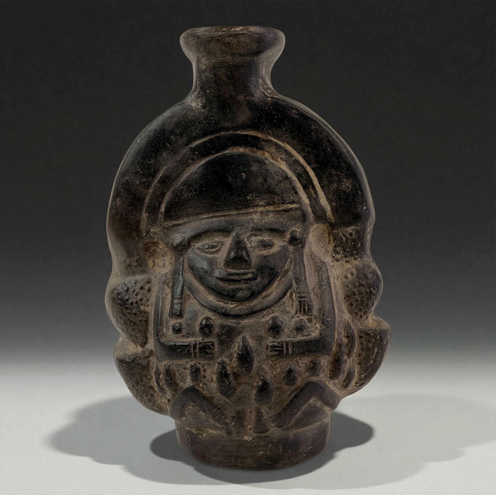 Pre-Columbian Mayan Style Blackware Human Effigy Bottle (1 of 5)