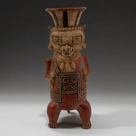 Pre-Columbian Mayan Style Polychrome Zoomorphic Vessel