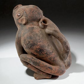 Mayan Style Rare Monkey Effigy Vessel