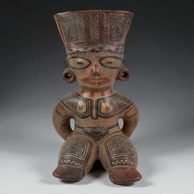 Mayan Style Polychrome Seated Female Figure