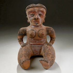 Pre-Columbian Painted Seated Female Figure