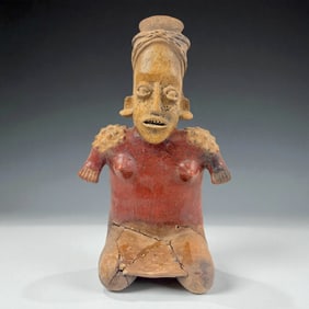 Pre-Columbian Red and Tan Female Figure