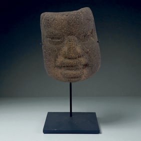 Pre-Columbian Stone Face on Stand