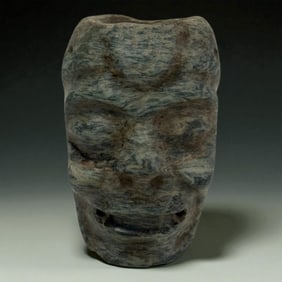 Ancient Mayan Style Stone Carved Mask Fragment