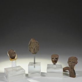 Group of Pre-Columbian Head Fragments