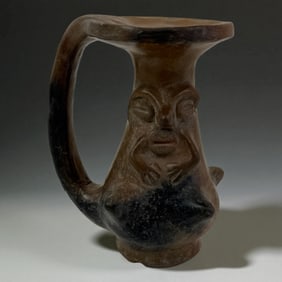 Pre-Columbian Face-Handled Vessel