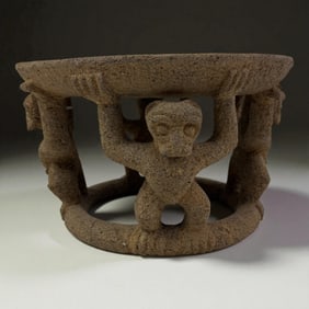 Pre-Columbian Stone Figure Bowl Base