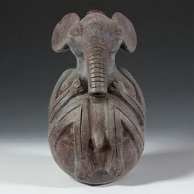African Ceramic Vessel in Elephant Form