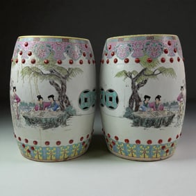 Pair Chinese Porcelain Stool