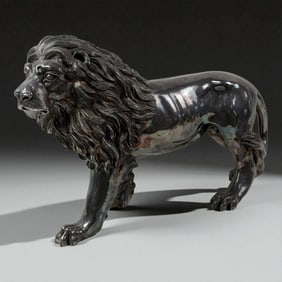 Sterling Silver 925 Large Lion Sculpture by Alessandro Magrino