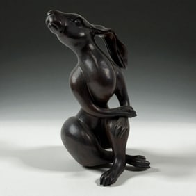 Modern Bronze Hare Sculpture