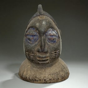 Central African Helmet Mask with Blue Pigment
