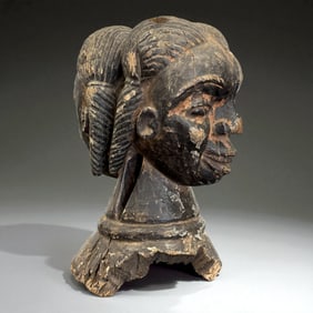 West African Triple-Head Shrine Bust