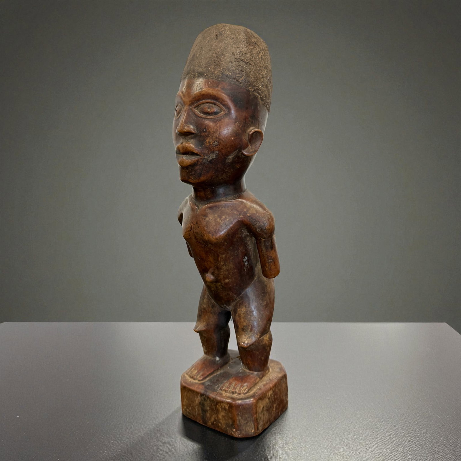 West African Standing Male Figure: West African Standing Male Figure. Traditional carved form typical of 19th–20th Century regional African craftsmanship. Provenance: Beverly Hills Barakat Gallery Collection. 13" inches