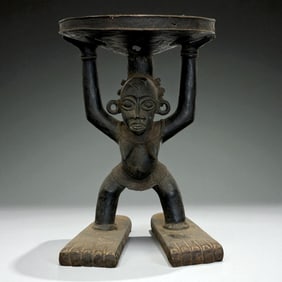 African Female Supporter Stool Figure – Congo Region