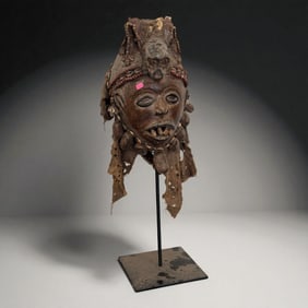 Ritual Mask with Cowrie Shells and Fabric
