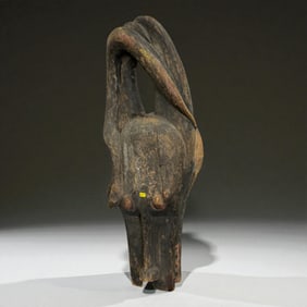 African Carved Horned Headdress Mask