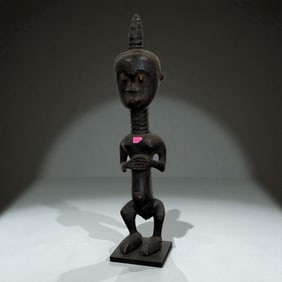African Standing Male Figure with Crested Coiffure
