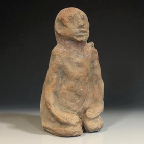 Primitive Clay Seated Figure
