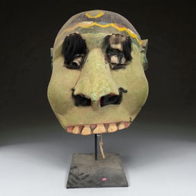 African Polychrome Mask on Stand