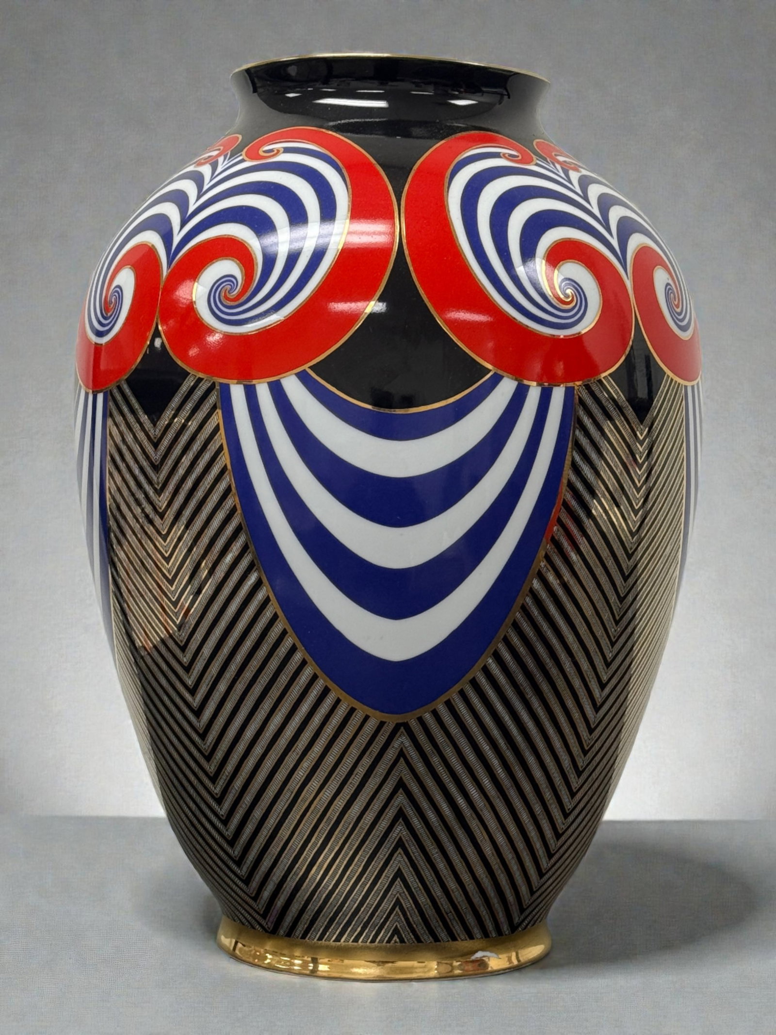 Art Deco Porcelain Vase Mid Century Hungary Hollohaza: Art Deco Porcelain Vase Mid Century Hollohaza 15" in.