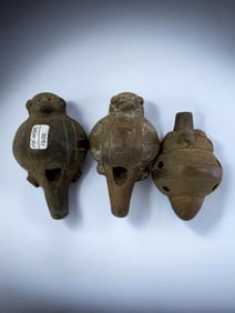 Three Colima Animal Whistle Vessels