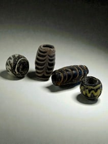 Ancient Roman Four Ancient Mosaic Glass Beads