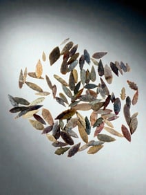 Ancient Assemblage of 50 Flint Blades and Points