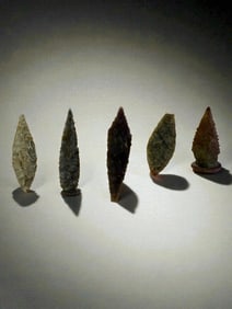 Ancient Set of Five Standing Flint Blades