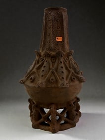 Terracotta Ritual Vessel with Applied Ornament