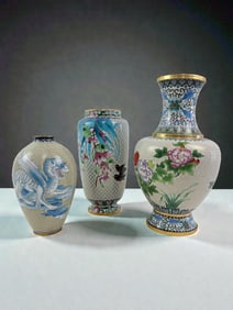 Group of Three Chinese Cloisonne Vases