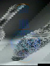 Chinese Cloisonne Vase in Blue and White Floral Design