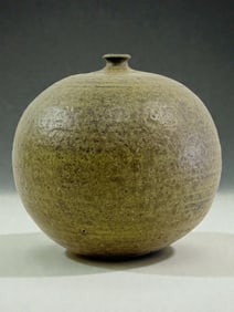 Minimalist Stoneware Spherical Vessel Signed Roth