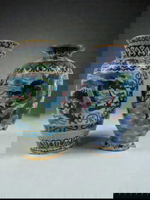 Pair of Chinese Cloisonne Dragon Vases