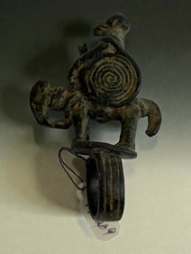 Ancient Bronze Rider with Spiral Shield