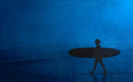 Surfer Silhouette at Dusk Photograph by ANDREW LEVITAS Signed