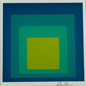 Geometric Abstract JOSEF ALBERS MODERNIST SILKSCREEN PRINT FRAMED