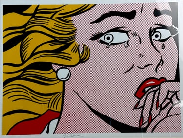 Pop Art Roy Lichtenstein Crying Girl hand Signed