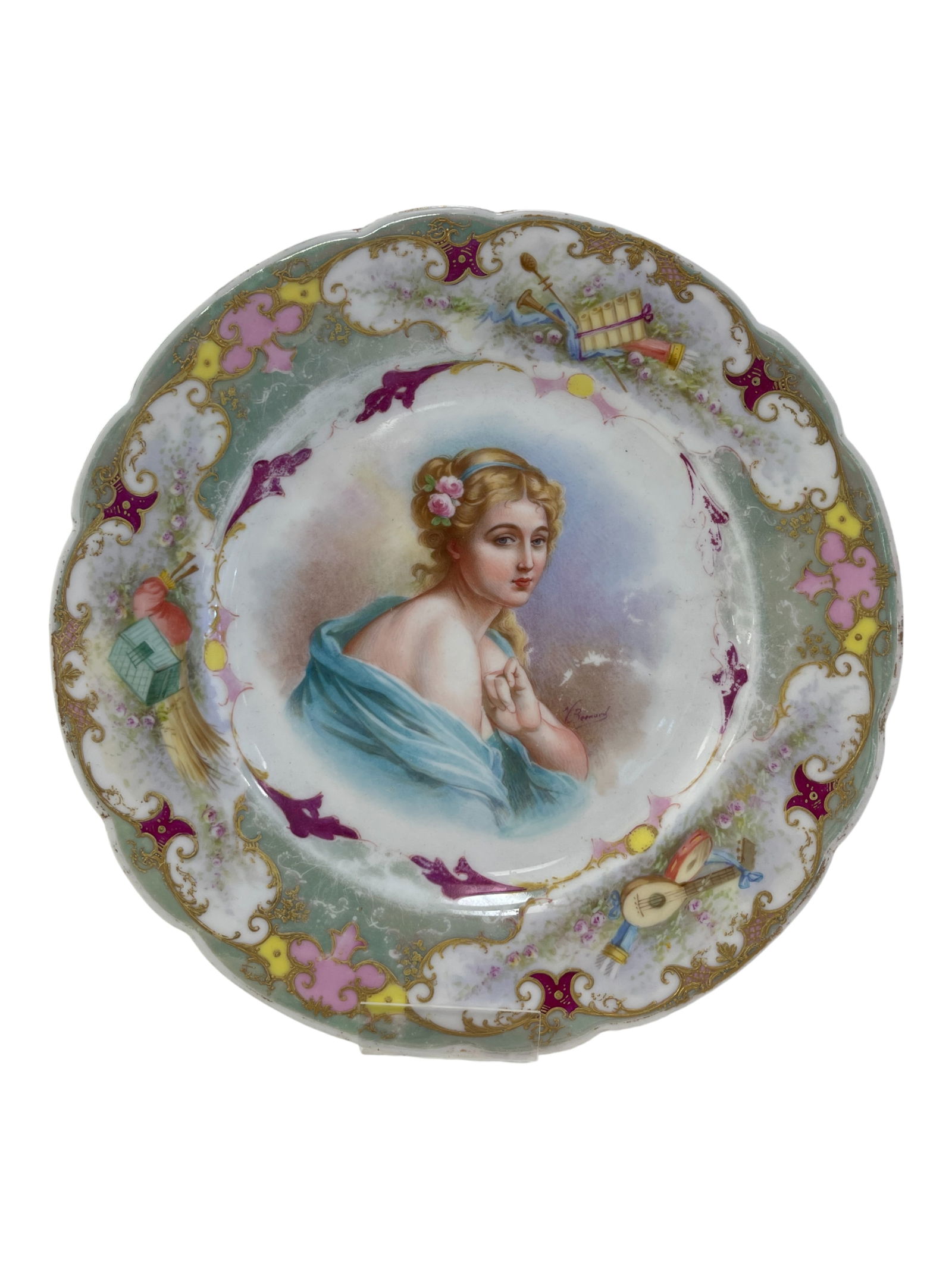 Hand-Painted Sevres Porcelain Plate ? Signed (1 of 6)
