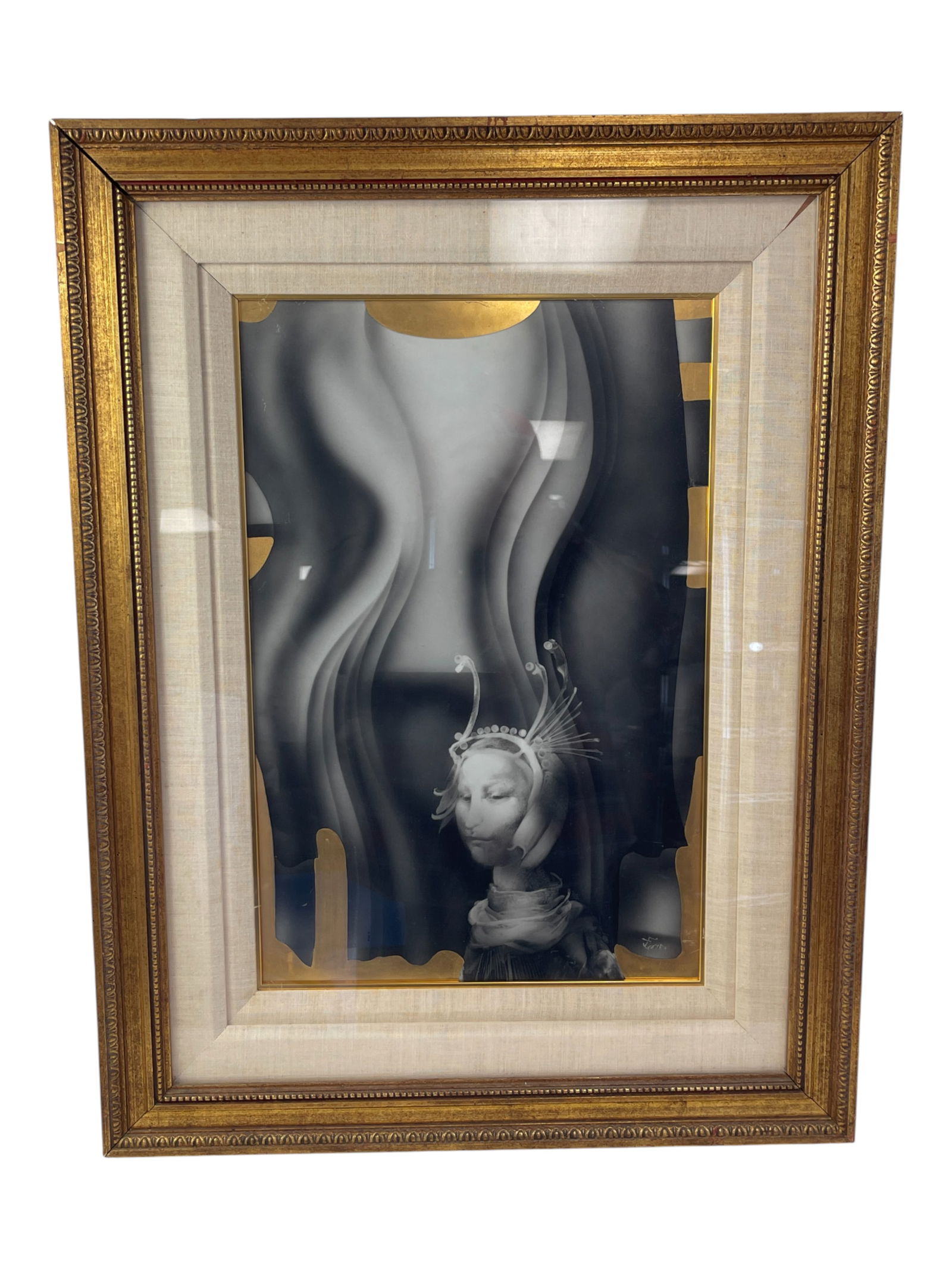 Surrealist Portrait with Golden Accents Mixed Media by ENDRE SZASZ (1 of 8)