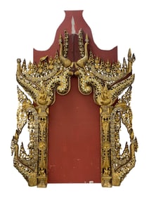 LARGE Antique Gold Gilded Buddhist Altar Shrine Frame