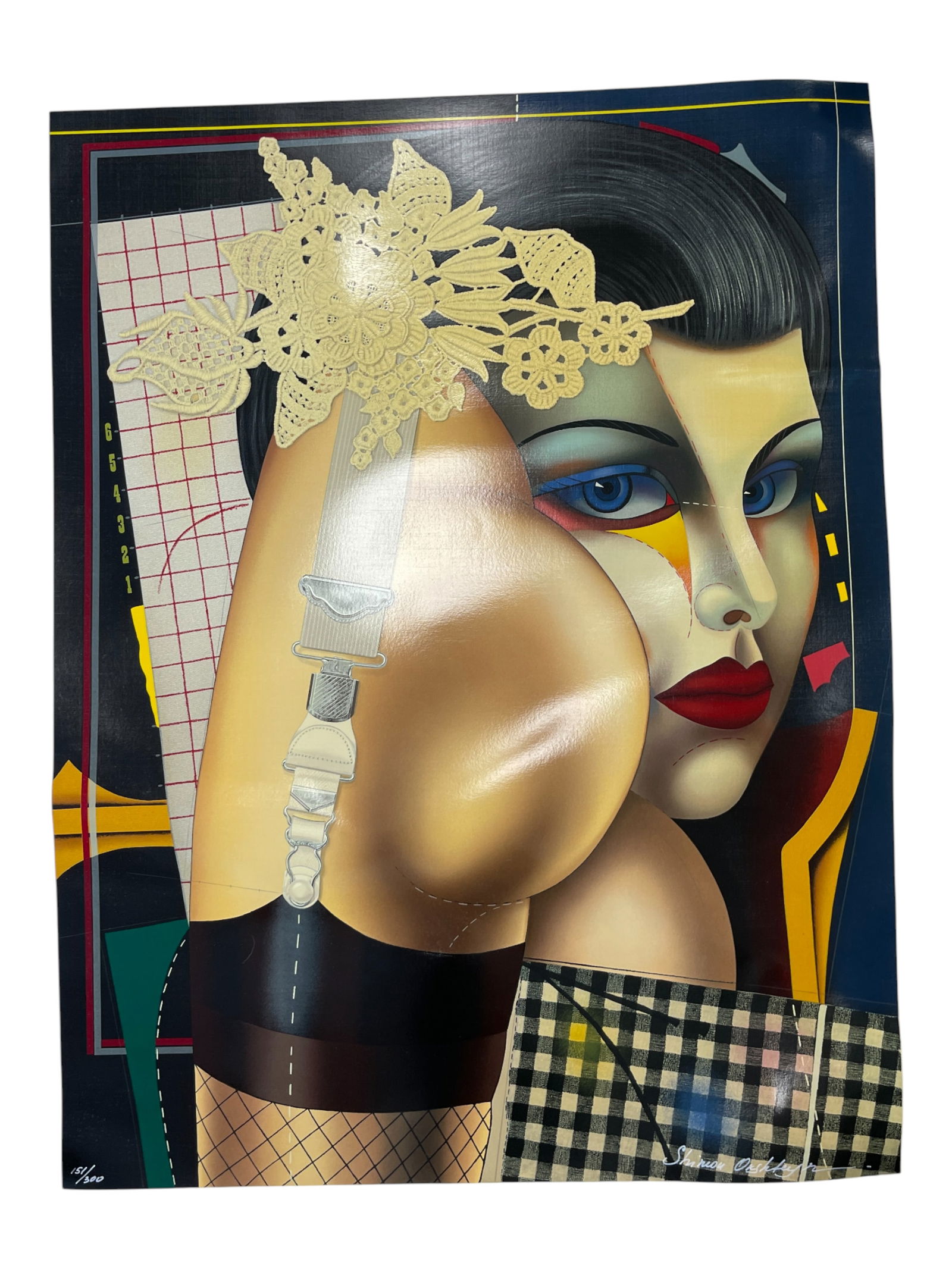 Shimon OKSHTEYN (1951-2020) Ukrainian - American: Shimon OKSHTEYN (1951 Tchernovcy, Ukraine - 2020 US) ; Nude, from a Mystique series ; 1980s ; color lithograph on paper / unframed. 47" x 37"