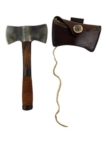 Hand_Forged Double_Bit Axe with Sheath US MADE AMERICAN AXE