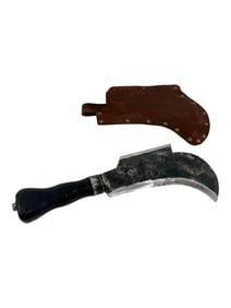 Hand-Forged Viking-Style Broad Axe ? Curved Bearded Blade with Leather Sheath